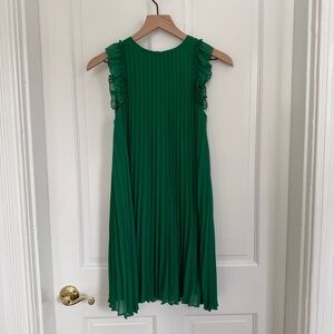 Sezane Green Pleated Dress
